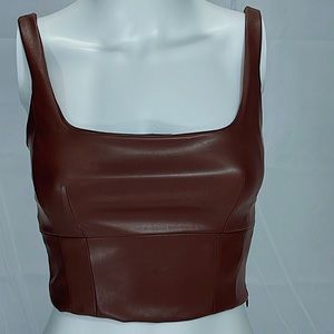 Forever 21 Faux Leather Crop Top zipper on the side - S